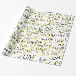 Love You Text Pattern Creative Typography Cadeaupapier