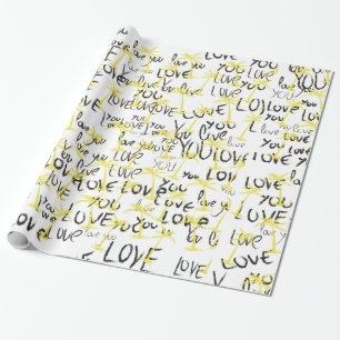 Love You Text Pattern Creative Typography Cadeaupapier