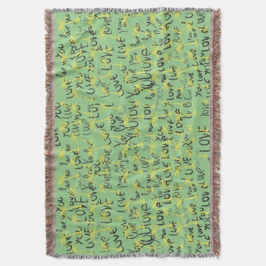 Love You Text Pattern Creative Typography Deken (Voorkant Verticaal)