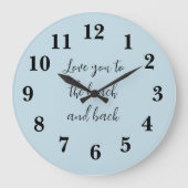 Love You to Beach en Back Blue Preppy Grote Klok (Voorkant)