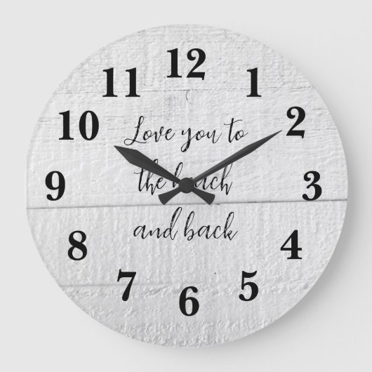 Love You to Beach en Back Rustic Grote Klok (Voorkant)