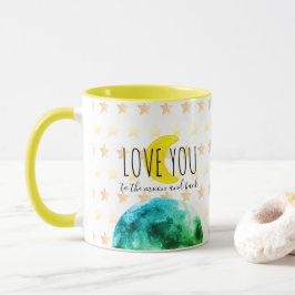 "Love You to de Maan en terug" Aarde, Maan, Sterre Mok