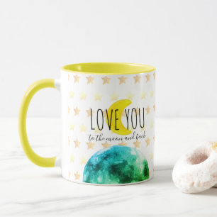 "Love You to de Maan en terug" Aarde, Maan, Sterre Mok
