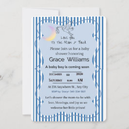 Love You to the Moon and Back Baby Boy Shower  Kaart