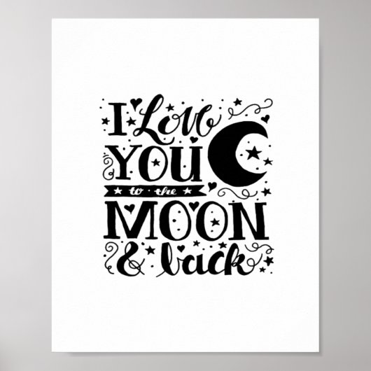 Love You To The Moon And Back Minimal Aesthetic De Poster (Voorkant)
