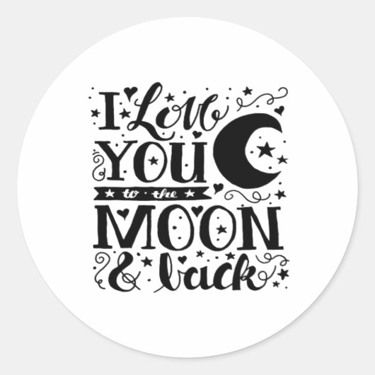 Love You To The Moon And Back Minimal Aesthetic De Ronde Sticker (Voorkant)