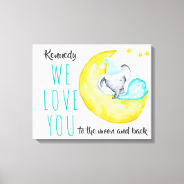 Love You to the Moon and Back - Olifant op de maan Canvas Afdruk