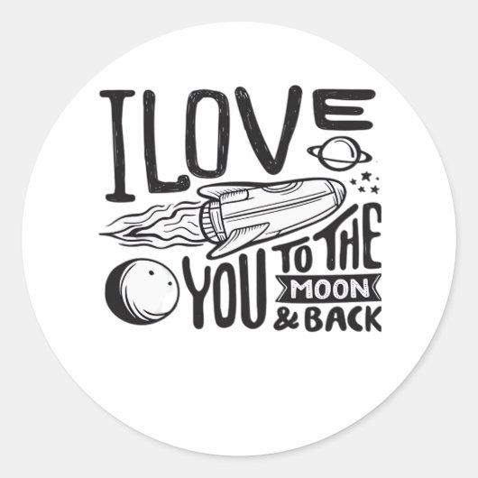 Love You To The Moon And Back Valentines Day Heart Ronde Sticker (Voorkant)