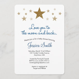 Love You to the Moon & Back Baby Shower Uitnodigin Kaart