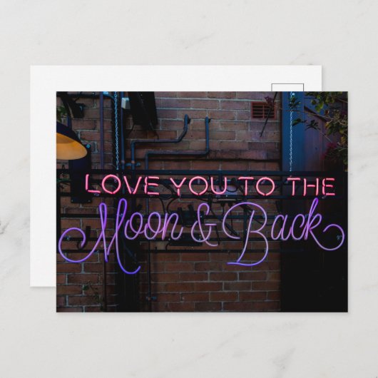 "LOVE YOU TO THE MOON & BACK" LICHTSIGNAAL BRIEFKAART (Voorkant / Achterkant)
