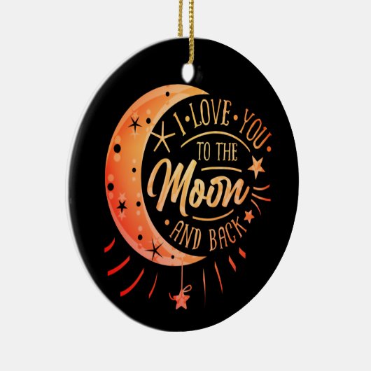 Love You To The Moon Black Ceramic Circle Ornament (Rechts)