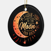 Love You To The Moon Black Ceramic Circle Ornament (Links)
