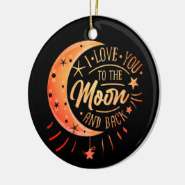Love You To The Moon Black Ceramic Circle Ornament