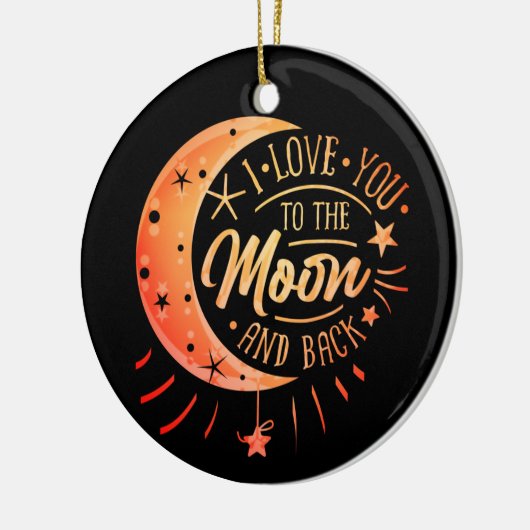 Love You To The Moon Black Ceramic Circle Ornament (Links)