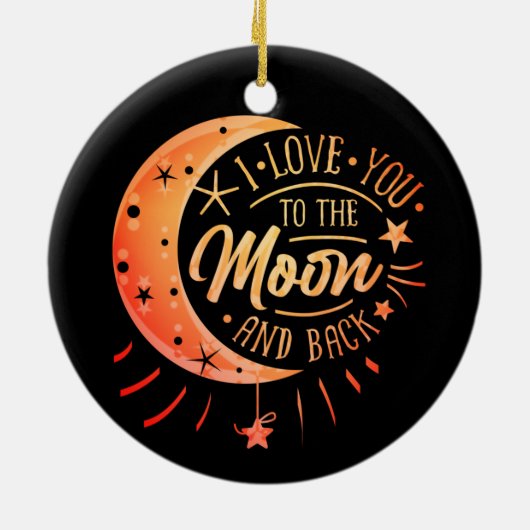 Love You To The Moon Black Ceramic Circle Ornament (Achterkant)