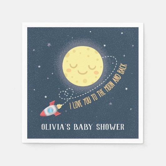 Love You to the Moon en Back Baby shower Servet (Voorkant)
