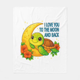 Love You to the Moon en Back Baby Turtle Fleece Deken