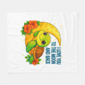 Love You to the Moon en Back Baby Turtle Fleece Deken (Voorkant (Horizontaal))