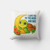 Love You to the Moon en Back Baby Turtle Kussen (Voorkant)