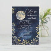 Love You to the Moon en Back Boy Baby shower Kaart (Staand voorkant)