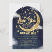 Love You To The Moon en Back Gold Baby shower Kaart (Voorkant)