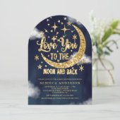 Love You To The Moon en Back Gold Baby shower Kaart (Staand voorkant)