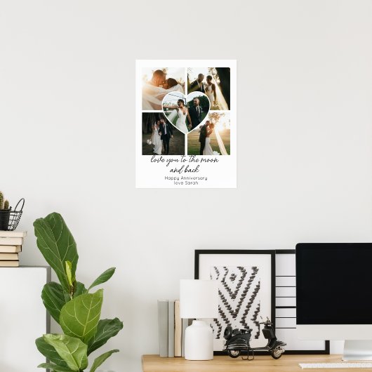 Love You to the Moon en Back Jubileum Foto Poster (Thuiskantoor)
