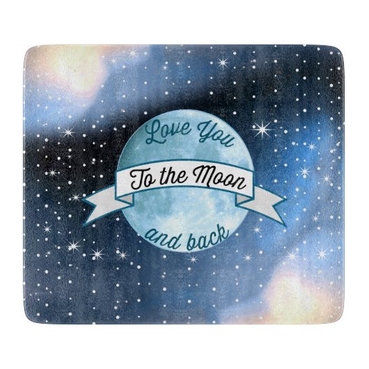 Love You to the Moon en Back Stars Pattern Snijplank (Voorkant)