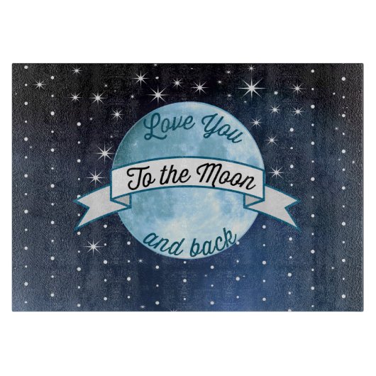 Love You to the Moon en Back Stars Pattern Snijplank (Voorkant)
