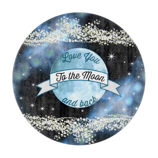 Love You to the Moon en Back Stars Pattern Snijplank (Voorkant)