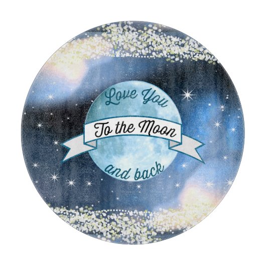 Love You to the Moon en Back Stars Pattern Snijplank (Voorkant)