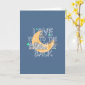 Love You to the Moon en terug Blauwe groet Kaart (Gele Bloem)