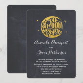 Love You to the Moon en terug Goud Trendy Wedding Kaart (Voorkant / Achterkant)