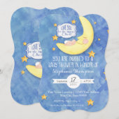 Love You to the Moon op de rug Waterverf Baby show Kaart (Voorkant / Achterkant)