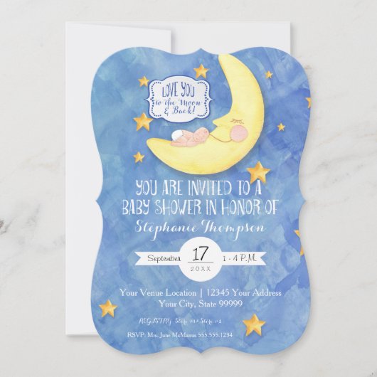 Love You to the Moon op de rug Waterverf Baby show Kaart (Voorkant)