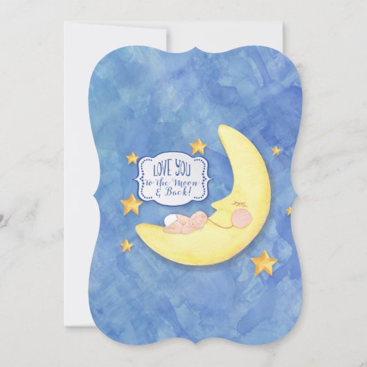 Love You to the Moon op de rug Waterverf Baby show Kaart (Achterkant)