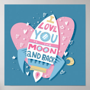 Love You to the Moon Raketposter Poster