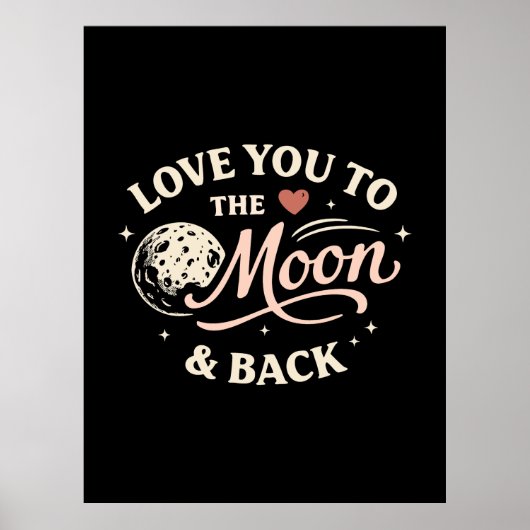 Love You to the Moon Retro Classic Valentine Poster (Voorkant)