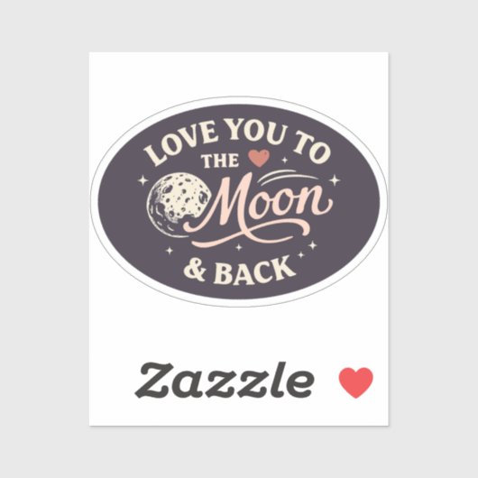Love You to the Moon Retro Classic Valentine Sticker (Vel)