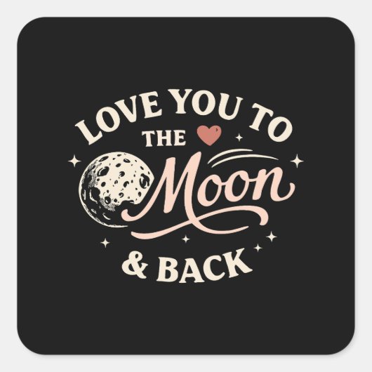 Love You to the Moon Retro Classic Valentine Vierkante Sticker (Voorkant)
