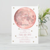 Love You to the Moon Roze Goud Baby shower Kaart (Staand voorkant)