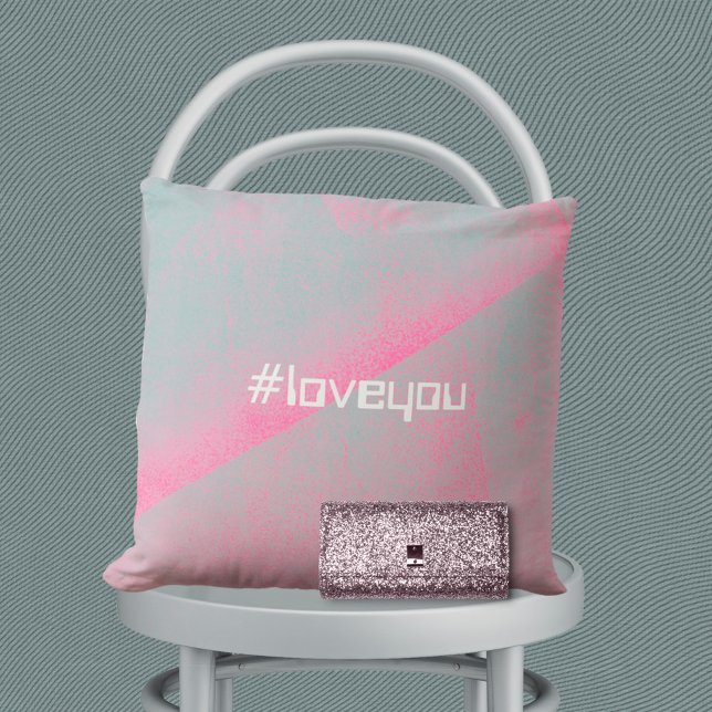 #Love You Trendy Modern Foam Roller Roze Kussen (Creator heeft geüpload)