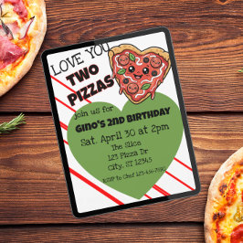 Love You Two Pizzas 2nd Birthday Kaart