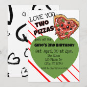 Love You Two Pizzas 2nd Birthday Kaart (Voorkant / Achterkant)