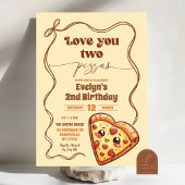 Love You Two Pizzas Bow Tweede Verjaardagsfeest Kaart
