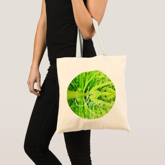 Love You U Happy Green Gras Tote Tas (Voorkant (product))
