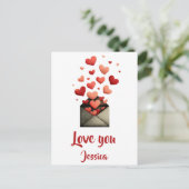 Love You Valentijn Envelope Ontwerp Briefkaart (Staand voorkant)