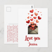 Love You Valentijn Envelope Ontwerp Briefkaart (Voorkant / Achterkant)