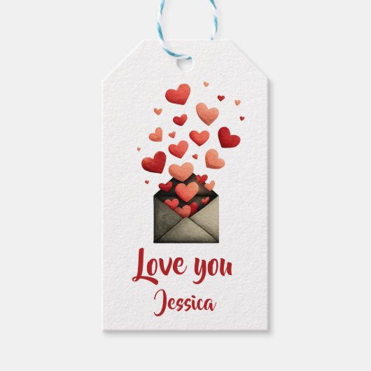 Love You Valentijn Envelope Ontwerp Cadeaulabel (Voorkant)