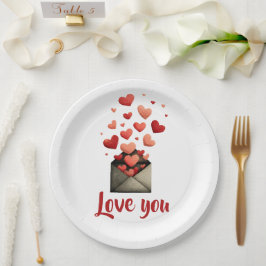 Love You Valentijn Envelope Ontwerp Papieren Bordje